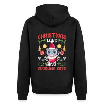 Câlin animal amour Noël, amour chats - Veste à capuche bio Premium Unisexe - noir - Dos - Nico (187cm)