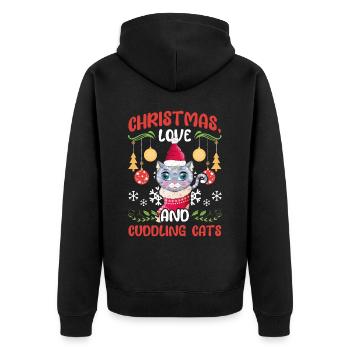 Câlin animal amour Noël, amour chats - Veste à capuche bio Premium Unisexe - noir - Dos - Nico (187cm)