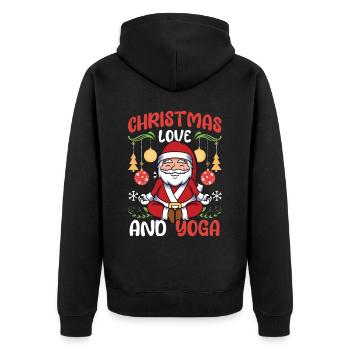 Yogini Yoga Meditation Weihnachten, Liebe und Yoga - Unisex Premium Bio Zip Hoodie - Schwarz - Hinten - Nico (187cm)