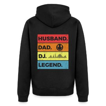 DJ Auftritt Auflegen - Unisex Premium Bio Zip Hoodie - Schwarz - Hinten - Nico (187cm)