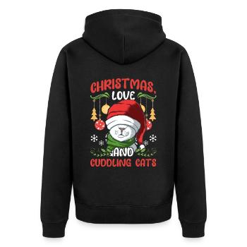 Câlin animal amour Noël, amour chats - Veste à capuche bio Premium Unisexe - noir - Dos - Nico (187cm)