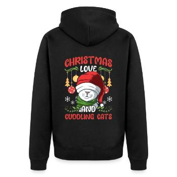 Câlin animal amour Noël, amour chats - Veste à capuche bio Premium Unisexe - noir - Dos - Nico (187cm)