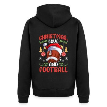 College Football Spieler Team Weihnachten Liebe - Unisex Premium Bio Zip Hoodie - Schwarz - Hinten - Nico (187cm)