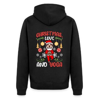 Yogini Yoga Meditation Weihnachten, Liebe und Yoga - Unisex Premium Bio Zip Hoodie - Schwarz - Hinten - Nico (187cm)