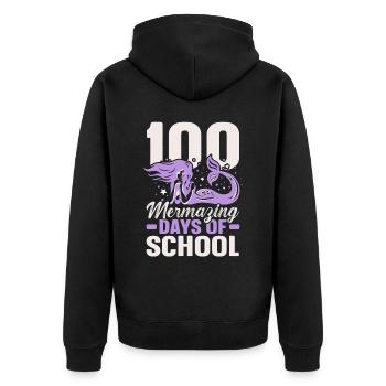 100 Mermazing Tage Schule Meerjungfrau Liebhaber Schüler - Unisex Premium Bio Zip Hoodie - Schwarz - Hinten - Nico (187cm)