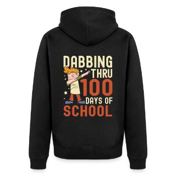 Dabbing durch 100 Tage Schullehrer Schüler - Unisex Premium Bio Zip Hoodie - Schwarz - Hinten - Nico (187cm)