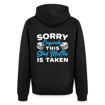 Valentinstag Herztag Amor Liebe Beziehung - Unisex Premium Bio Zip Hoodie - Schwarz - Hinten - Nico (187cm)