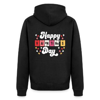 Valentinstag Herztag Amor Liebe Beziehung - Unisex Premium Bio Zip Hoodie - Schwarz - Hinten - Nico (187cm)