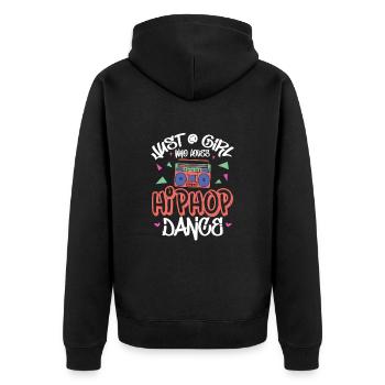 Hip Hop Rap Musik Rapper Hiphop Geschenk - Unisex Premium Bio Zip Hoodie - Schwarz - Hinten - Nico (187cm)