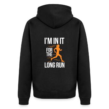 Run - Unisex Premium Organic Zip Hoodie - black - Back - Nico (187cm)
