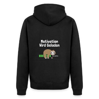 Motivation Wird Geladen Faultier Lustig - Unisex Premium Bio Zip Hoodie - Schwarz - Hinten - Nico (187cm)