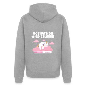 Motivation Wird Geladen Einhorn baby - Unisex Premium Bio Zip Hoodie - Grau meliert - Hinten - Nico (187cm)