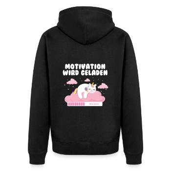Motivation is loading unicorn baby - Unisex Premium Organic Zip Hoodie - black - Back - Nico (187cm)