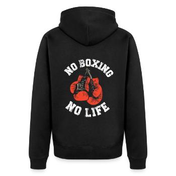 No Boxing No Life Boxhandschuhe - Unisex Premium Bio Zip Hoodie - Schwarz - Hinten - Nico (187cm)
