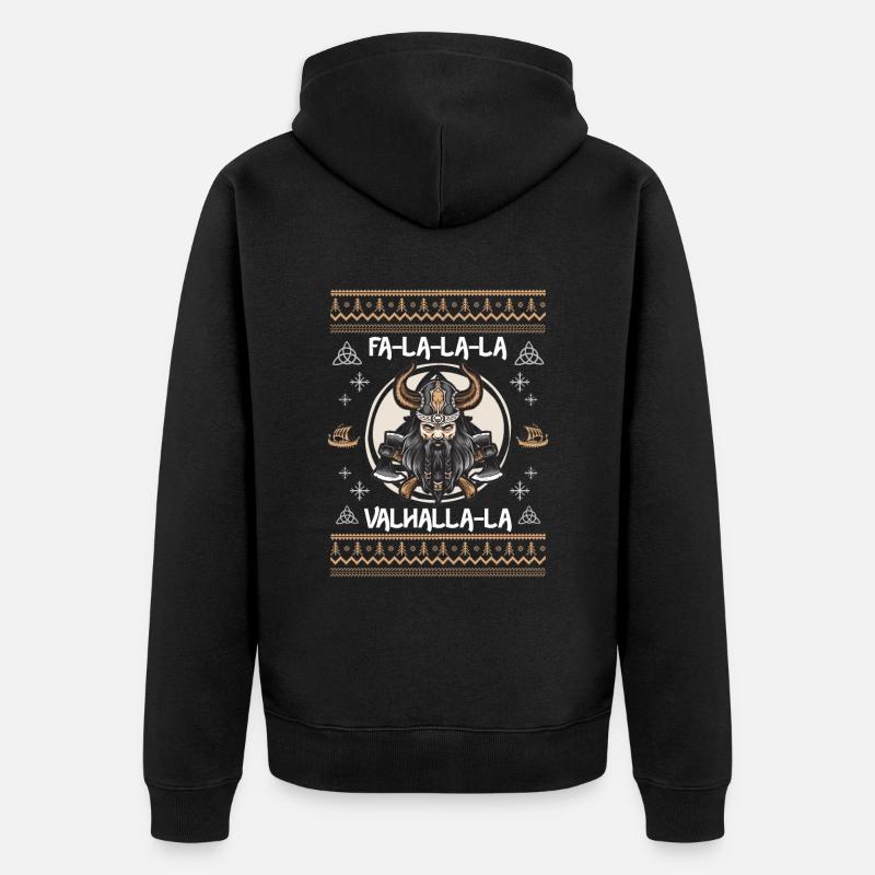 Ugly Christmas Wikinger Wikingeraxt - Unisex Premium Bio Zip Hoodie - Schwarz