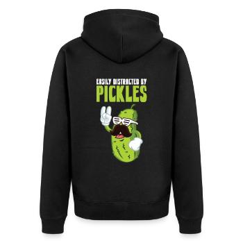 Easily Distracted By Pickles - Unisex Premium Organic Zip Hoodie - black - Back - Nico (187cm)