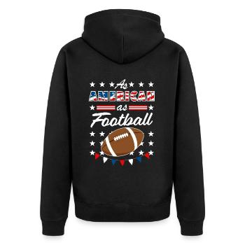 As American As Football 4th of July USA - Unisex Premium Bio Zip Hoodie - Schwarz - Hinten - Nico (187cm)