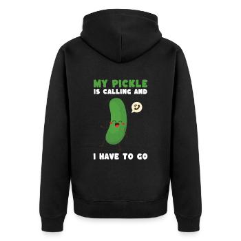 Mon cornichon m’appelle et je dois partir - Veste à capuche bio Premium Unisexe - noir - Dos - Nico (187cm)
