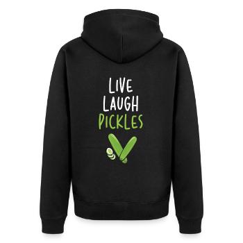 Live Laugh Pickles - Unisex Premium Bio Zip Hoodie - Schwarz - Hinten - Nico (187cm)