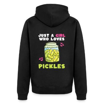 Just A Girl Who Loves Pickles - Unisex Premium Bio Zip Hoodie - Schwarz - Hinten - Nico (187cm)