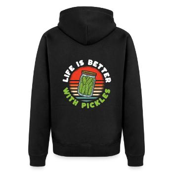 Life Is Better With Pickles - Unisex Premium Bio Zip Hoodie - Schwarz - Hinten - Nico (187cm)