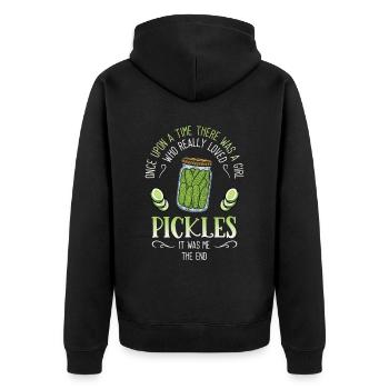 Just A Girl Who Really Loves Pickles - Unisex Premium Bio Zip Hoodie - Schwarz - Hinten - Nico (187cm)