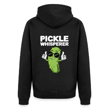 Pickle Whisperer - Unisex Premium Bio Zip Hoodie - Schwarz - Hinten - Nico (187cm)