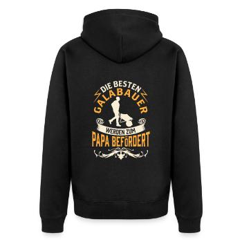 Galabauer wird Papa Gartenbau Galabau - Unisex Premium Bio Zip Hoodie - Schwarz - Hinten - Nico (187cm)