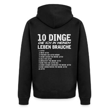 Autoliebhaber, Auto -Guy -Geschenk, Autosammler - Unisex Premium Bio Zip Hoodie - Schwarz - Hinten - Nico (187cm)