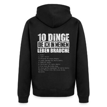 Autoliebhaber, Auto -Guy -Geschenk, Autosammler - Unisex Premium Bio Zip Hoodie - Schwarz - Hinten - Nico (187cm)