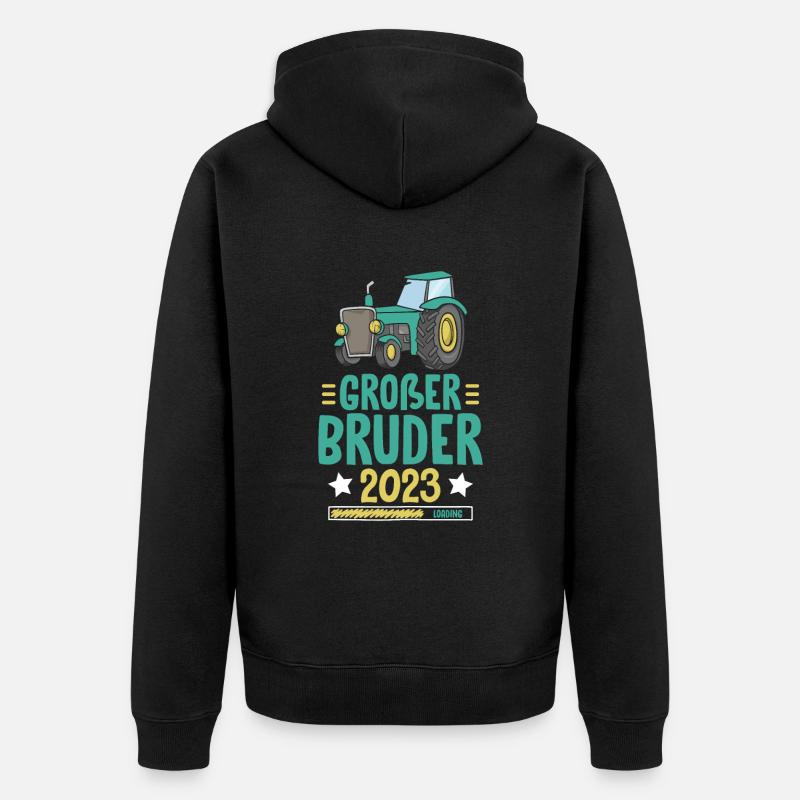 Großer Bruder 2023 Loading - Unisex Premium Bio Zip Hoodie - Schwarz