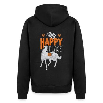 Reiten, Auf Dem Rücken Des Pferdes - Unisex Premium Bio Zip Hoodie - Schwarz - Hinten - Nico (187cm)