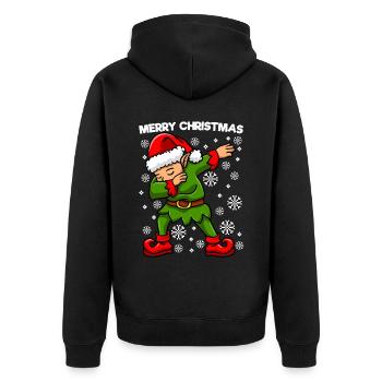 Dabbing Elf Christmas Elf - Unisex Premium Organic Zip Hoodie - black - Back - Nico (187cm)