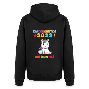 Kindergarten 2022 Ich Komme Kindergarten Einhorn - Unisex Premium Bio Zip Hoodie - Schwarz - Hinten - Nico (187cm)