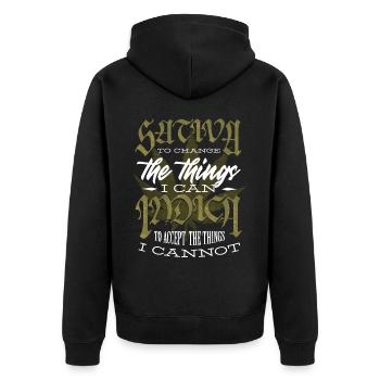 Sativa, Um Die Dinge Zu Ändern, Die Ich Kann - Unisex Premium Bio Zip Hoodie - Schwarz - Hinten - Nico (187cm)