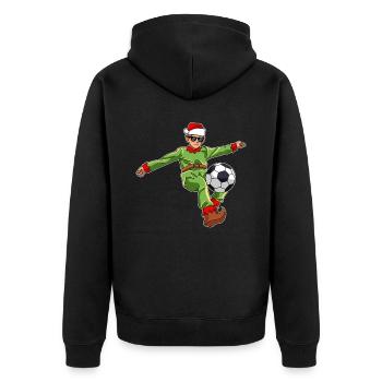 Weihnachtsmann Fußballspieler Elf - Unisex Premium Bio Zip Hoodie - Schwarz - Hinten - Nico (187cm)