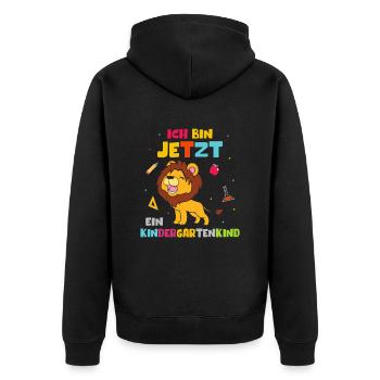 I am now a kindergarten child Leo - Unisex Premium Organic Zip Hoodie - black - Back - Nico (187cm)