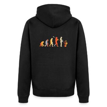Evolution Gärtnerin Pflanze Gießkanne Strelizien - Unisex Premium Bio Zip Hoodie - Schwarz - Hinten - Nico (187cm)