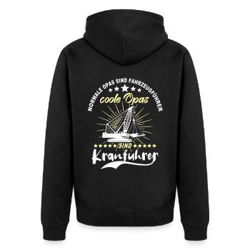 Kranfahrer Opa Kranführer Opas - Unisex Premium Bio Zip Hoodie - Schwarz - Hinten - Nico (187cm)