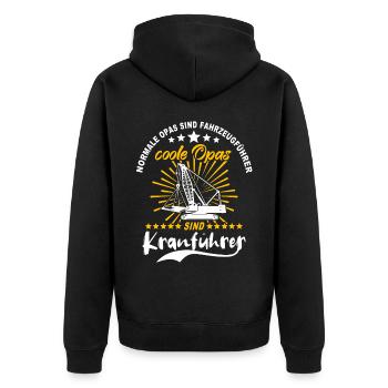 Kranfahrer Opa Kranführer Opas - Unisex Premium Bio Zip Hoodie - Schwarz - Hinten - Nico (187cm)