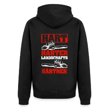 Hart Härter Landschaftsgärtner Gartenarbeit Gesche - Unisex Premium Bio Zip Hoodie - Schwarz - Hinten - Nico (187cm)