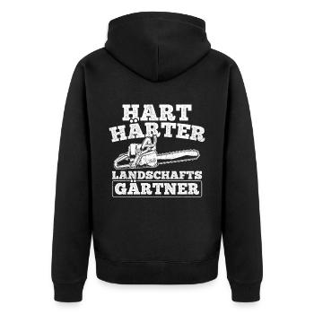 Hart Härter Landschafts Gärtner Gartenarbeit Gärtn - Unisex Premium Bio Zip Hoodie - Schwarz - Hinten - Nico (187cm)