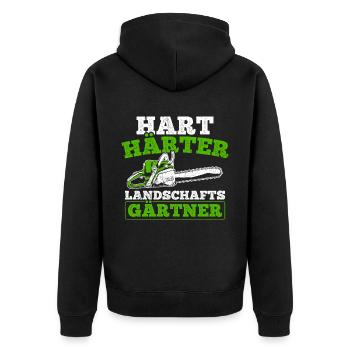 Hart Härter Landschaftsgärtner Gartenarbeit Gesche - Unisex Premium Bio Zip Hoodie - Schwarz - Hinten - Nico (187cm)