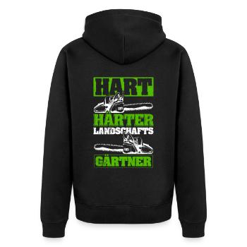 Hart Härter Landschafts Gärtner Gartenarbeit Gärtn - Unisex Premium Bio Zip Hoodie - Schwarz - Hinten - Nico (187cm)