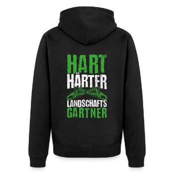 Hart Härter Landschafts Gärtner Gartenarbeit Gärtn - Unisex Premium Bio Zip Hoodie - Schwarz - Hinten - Nico (187cm)