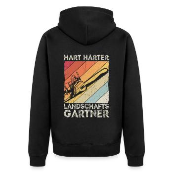Hart Härter Landschaftsgärtner Gartenarbeit Gesche - Unisex Premium Bio Zip Hoodie - Schwarz - Hinten - Nico (187cm)