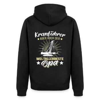 Kranfahrer Opa Kranführer Opas - Unisex Premium Bio Zip Hoodie - Schwarz - Hinten - Nico (187cm)