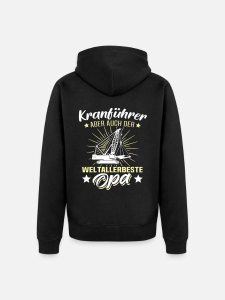 Kranfahrer Opa Kranführer Opas - Unisex Premium Bio Zip Hoodie - Schwarz