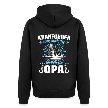 Kranfahrer Opa Kranführer Opas - Unisex Premium Bio Zip Hoodie - Schwarz - Hinten - Nico (187cm)
