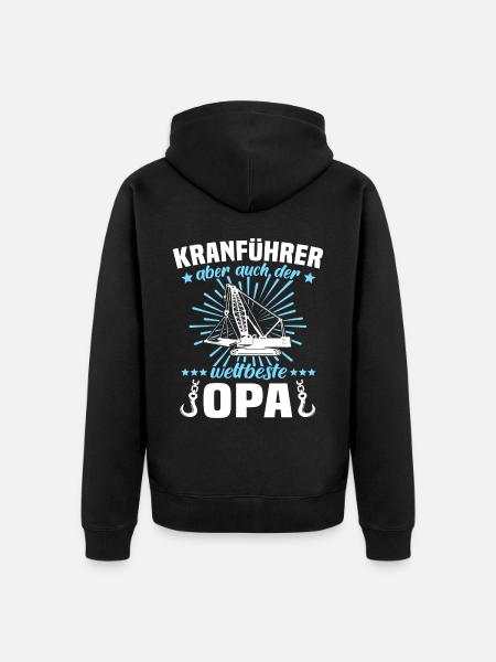 Kranfahrer Opa Kranführer Opas - Unisex Premium Bio Zip Hoodie - Schwarz